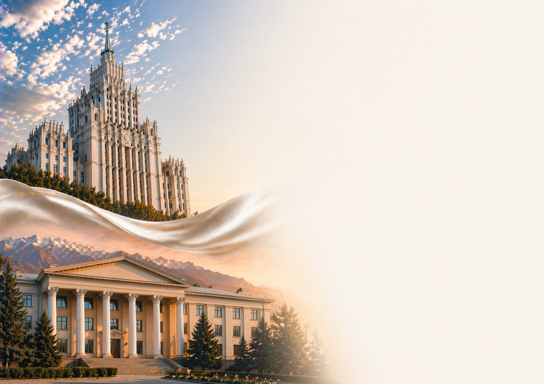 Коллаж с архитектурными образами Москвы и Бишкека